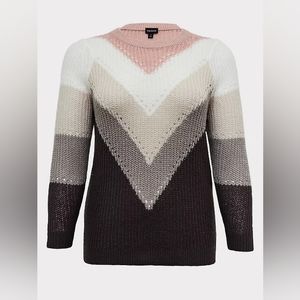Torrid Pink and White Chevron Knit Sweater
